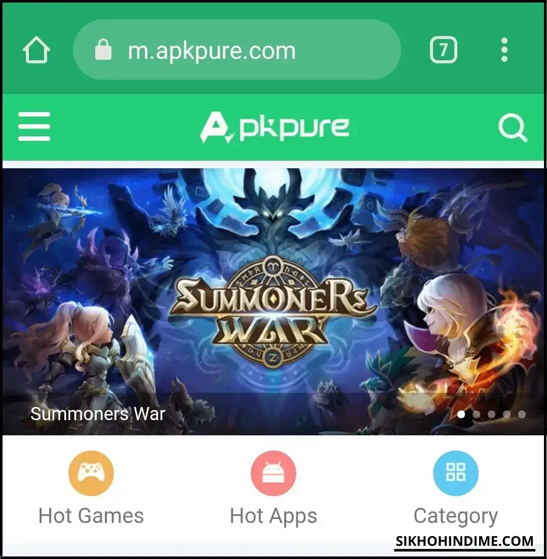 Apkpure homepage