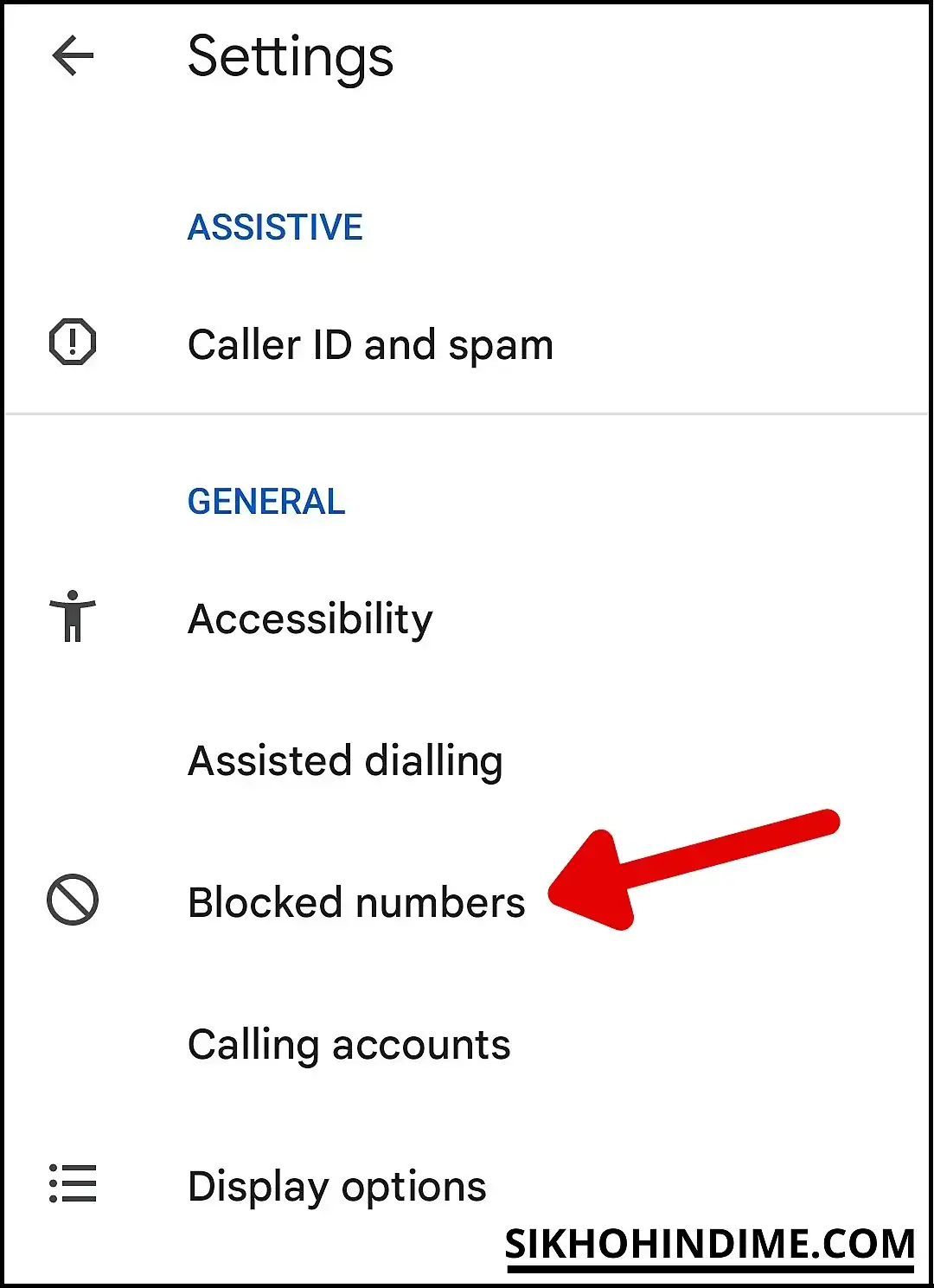 Click on blocked numbers