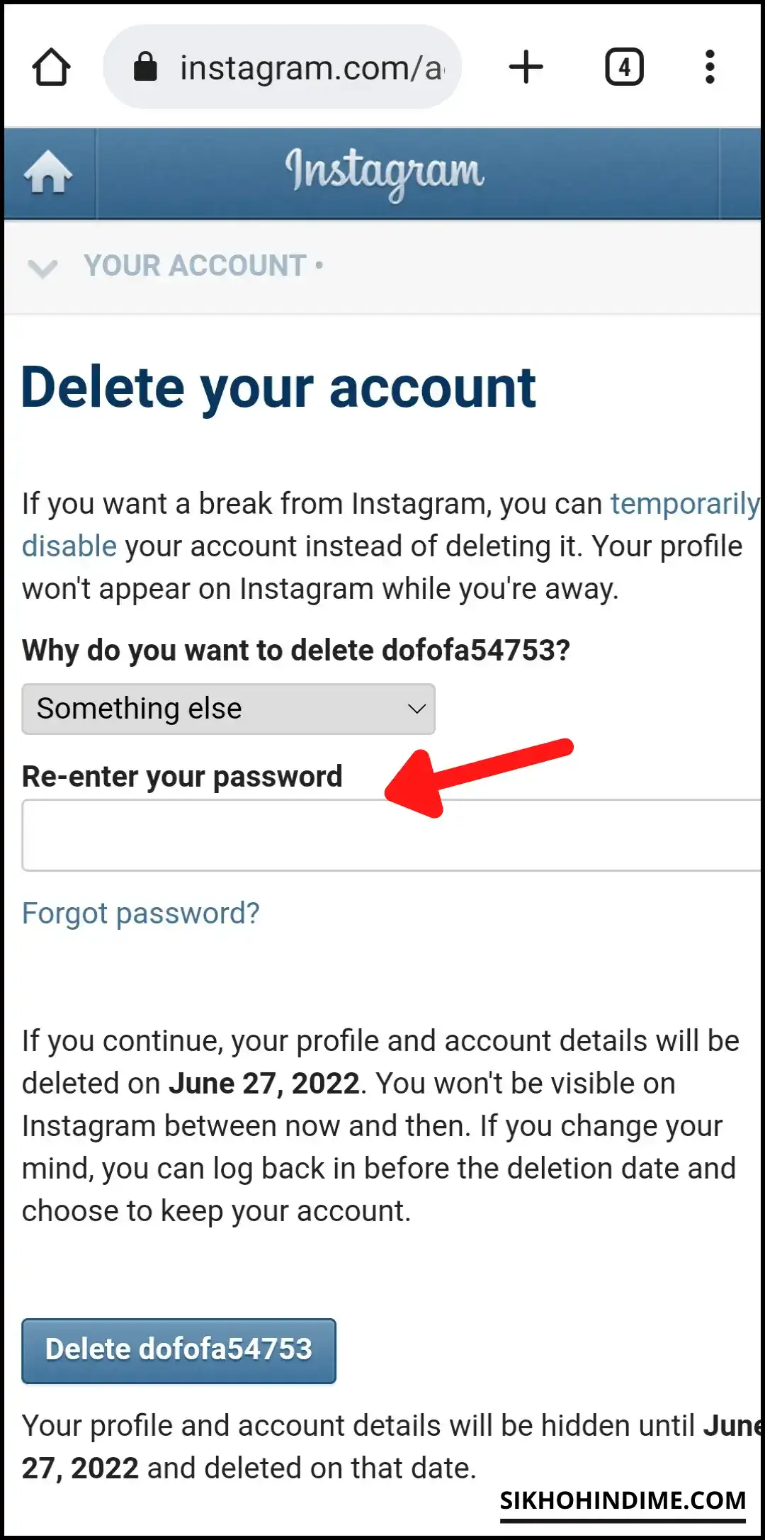 Enter account password