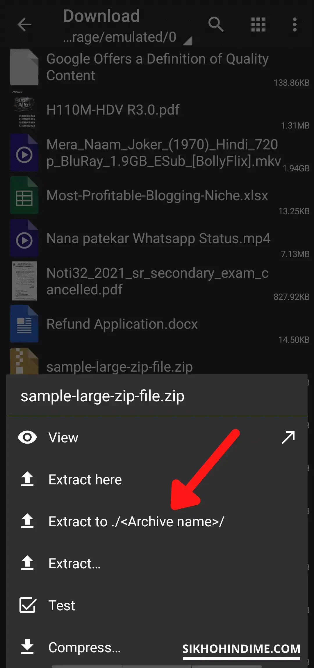 Click on Extract to Archive Name