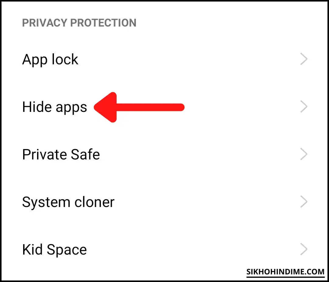 Click on hide apps