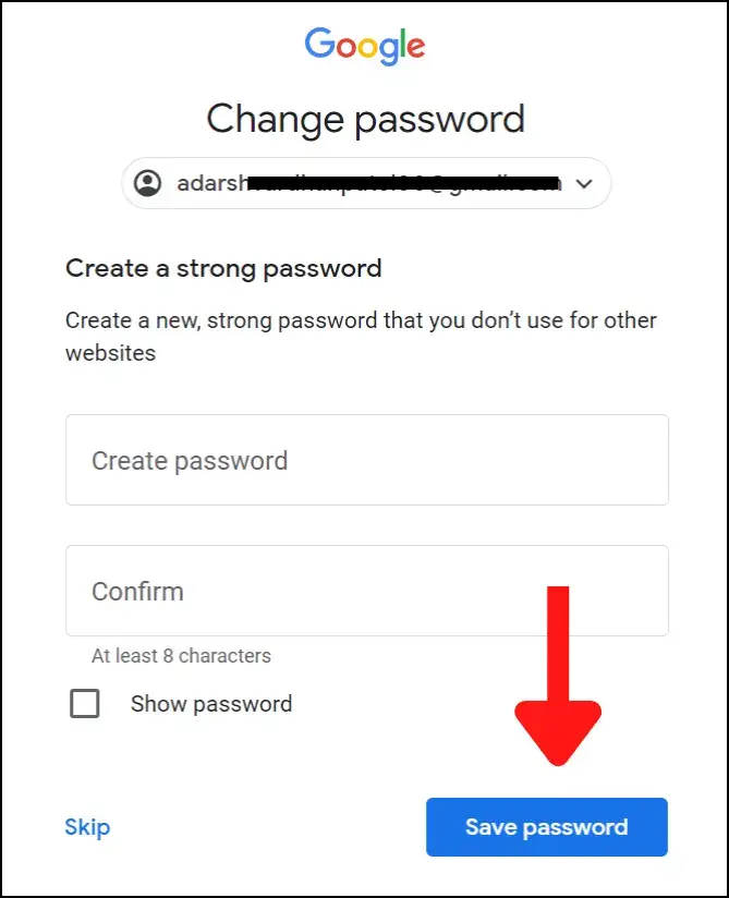 Enter and save password