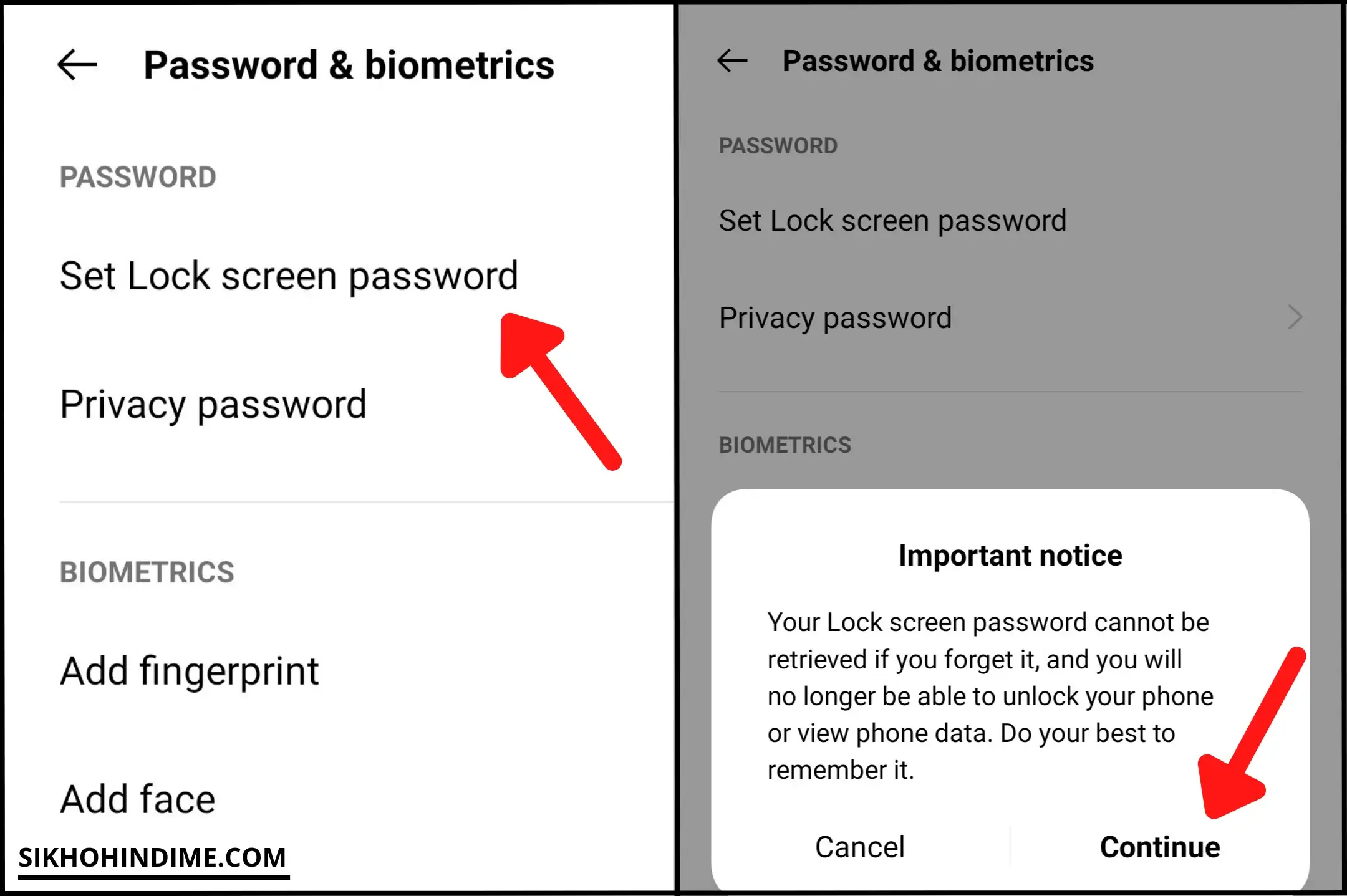 Click on passwords and then on continue