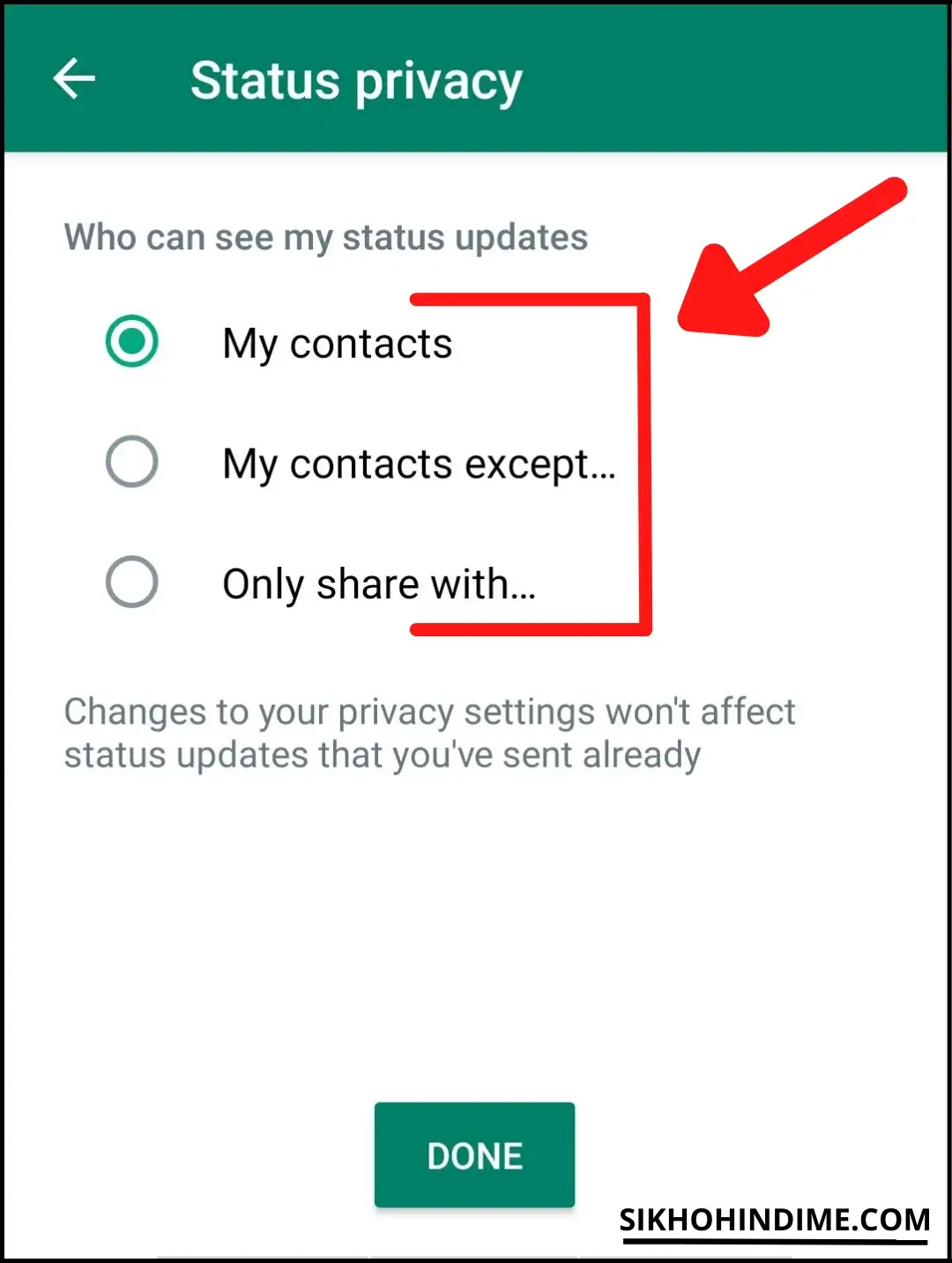 Select status privacy