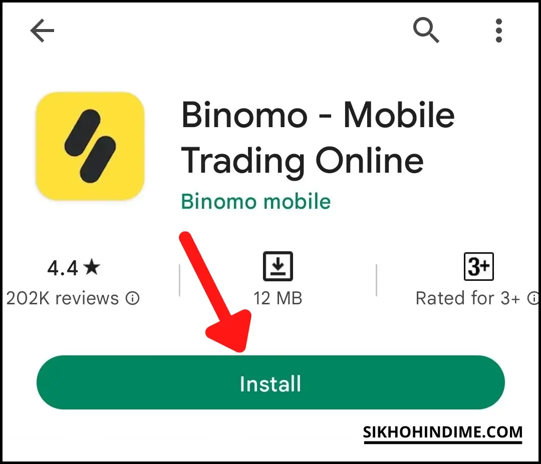 Click on install binomo