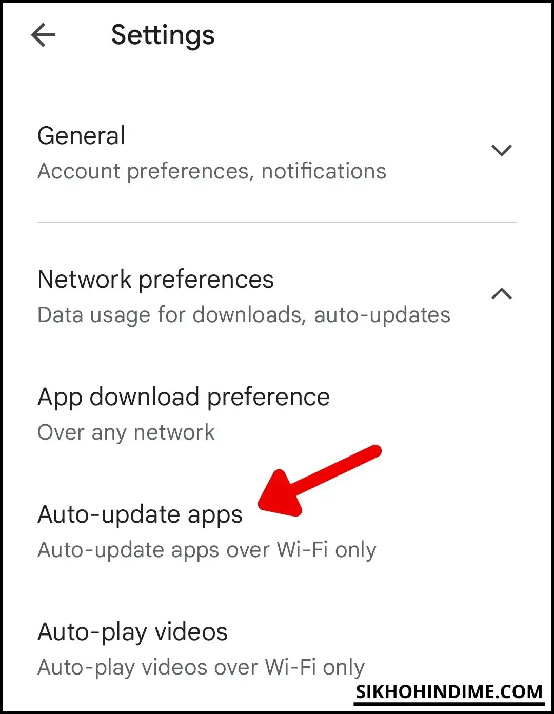 Click on auto update apps