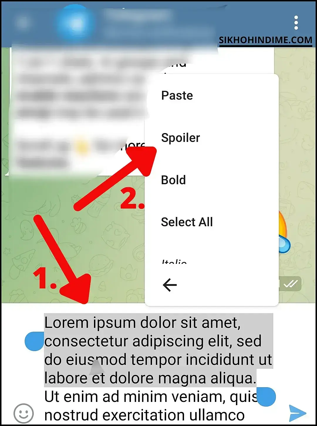 Select text and click on spoiler