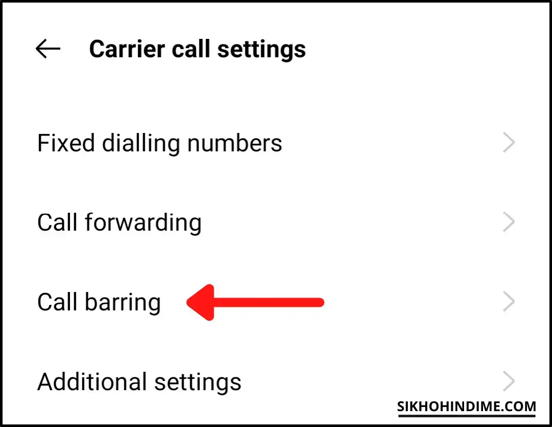 Click on call barring