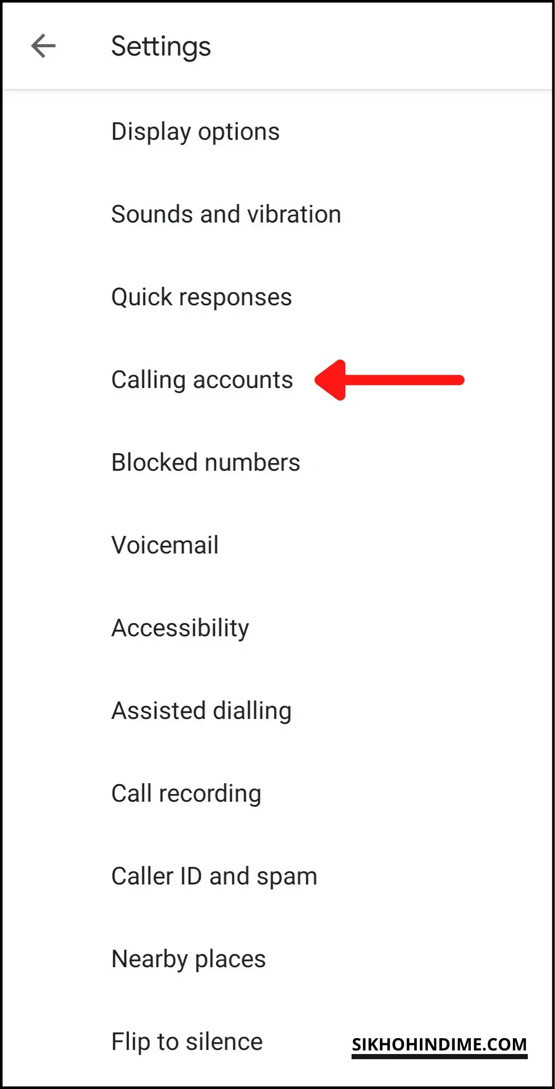 Click on calling accounts