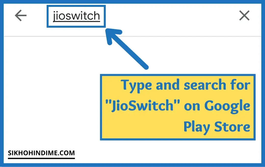Type and Search Jioswitch