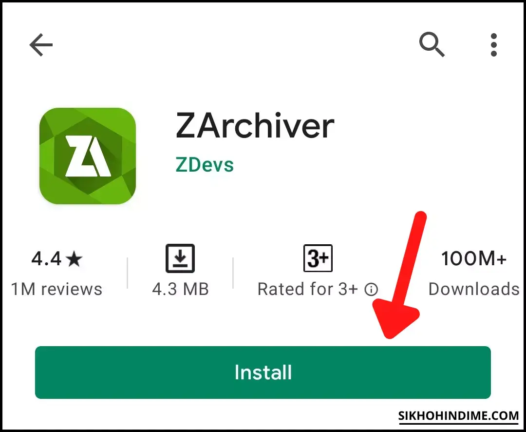 Click on Install ZArchiver