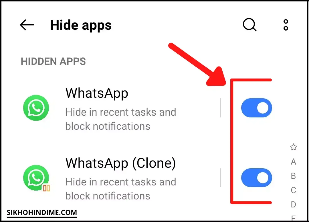 Click on blue button to unhide apps
