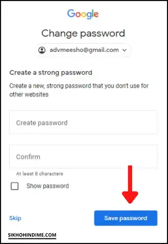 Click on save password