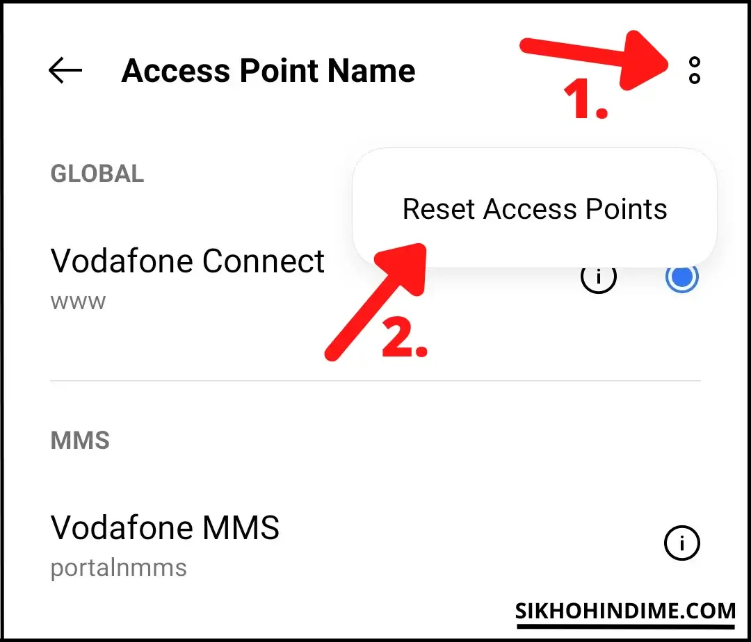 Click on reset access points
