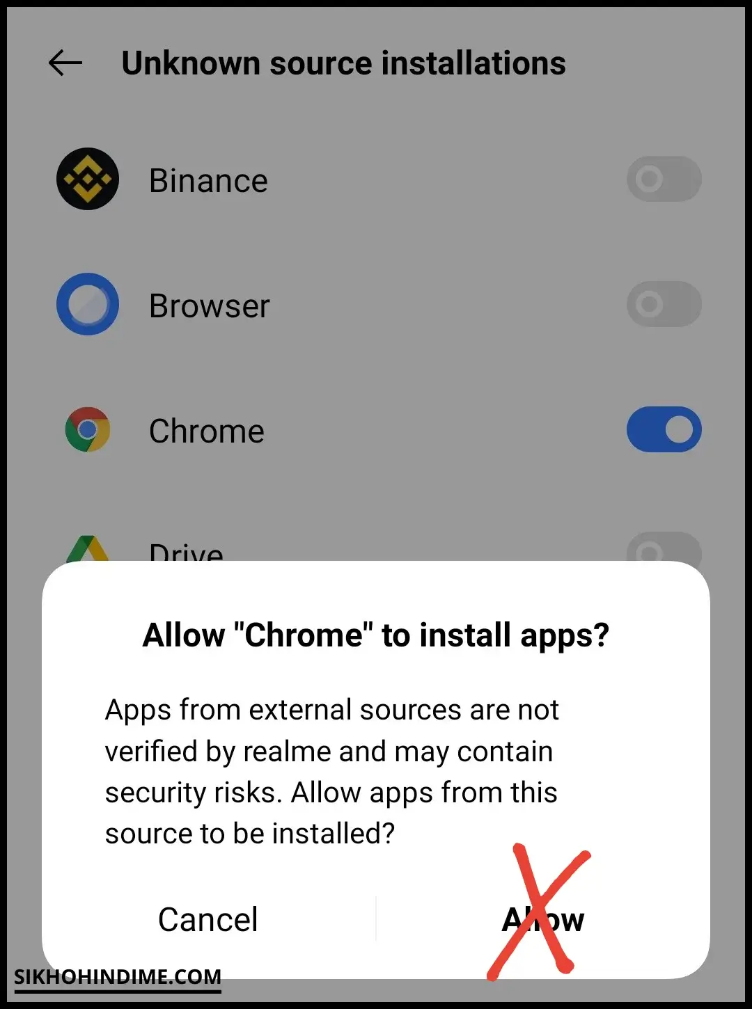 Don't install apps from unknown sources