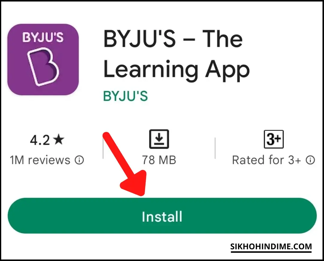 Click on install to download byjus