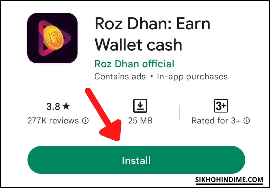 Click on install to download RozDhan App