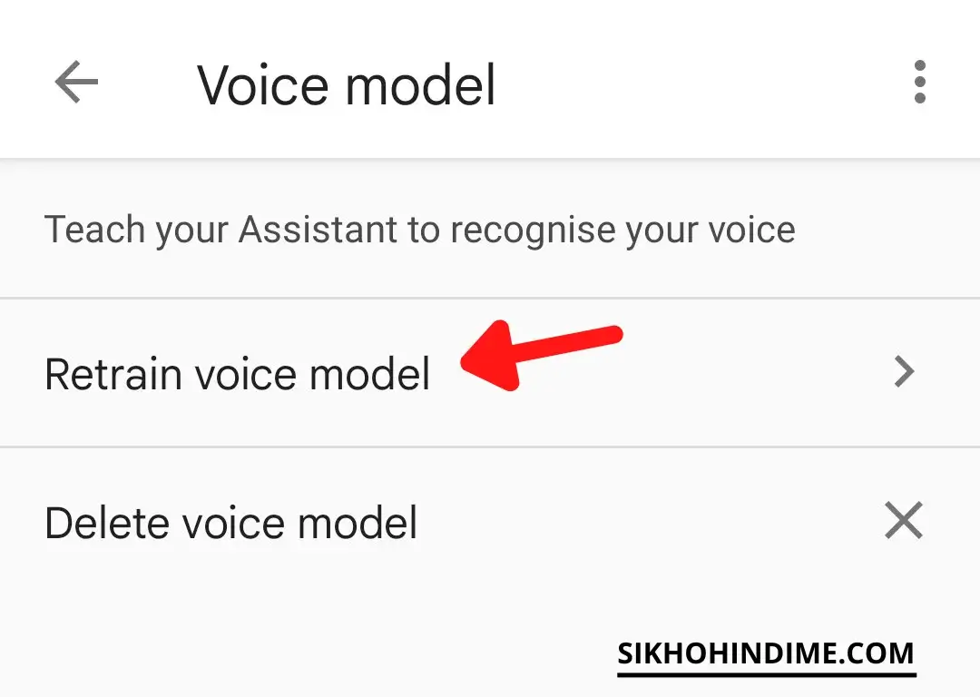 Click on retrain voice model