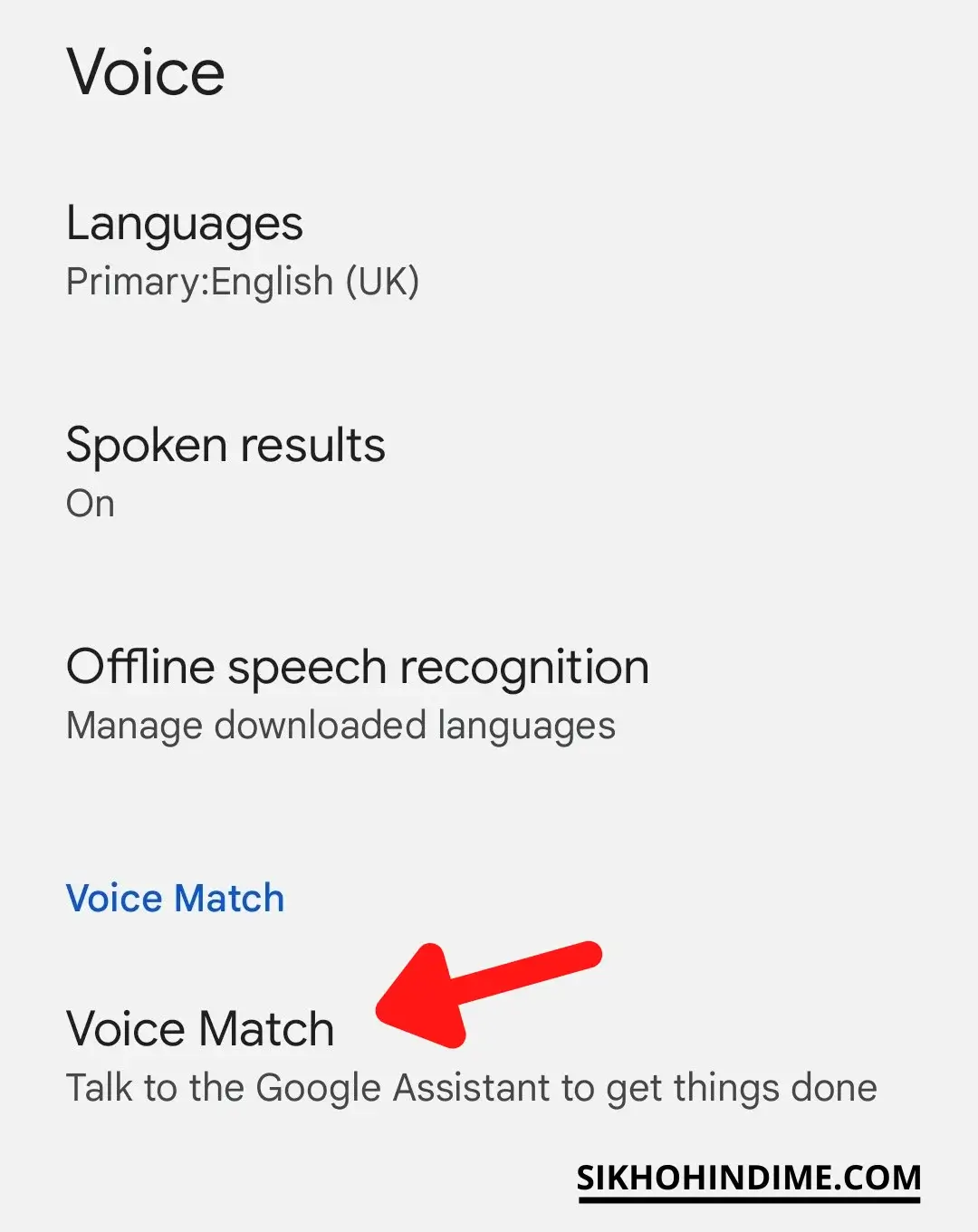 Click on voice match