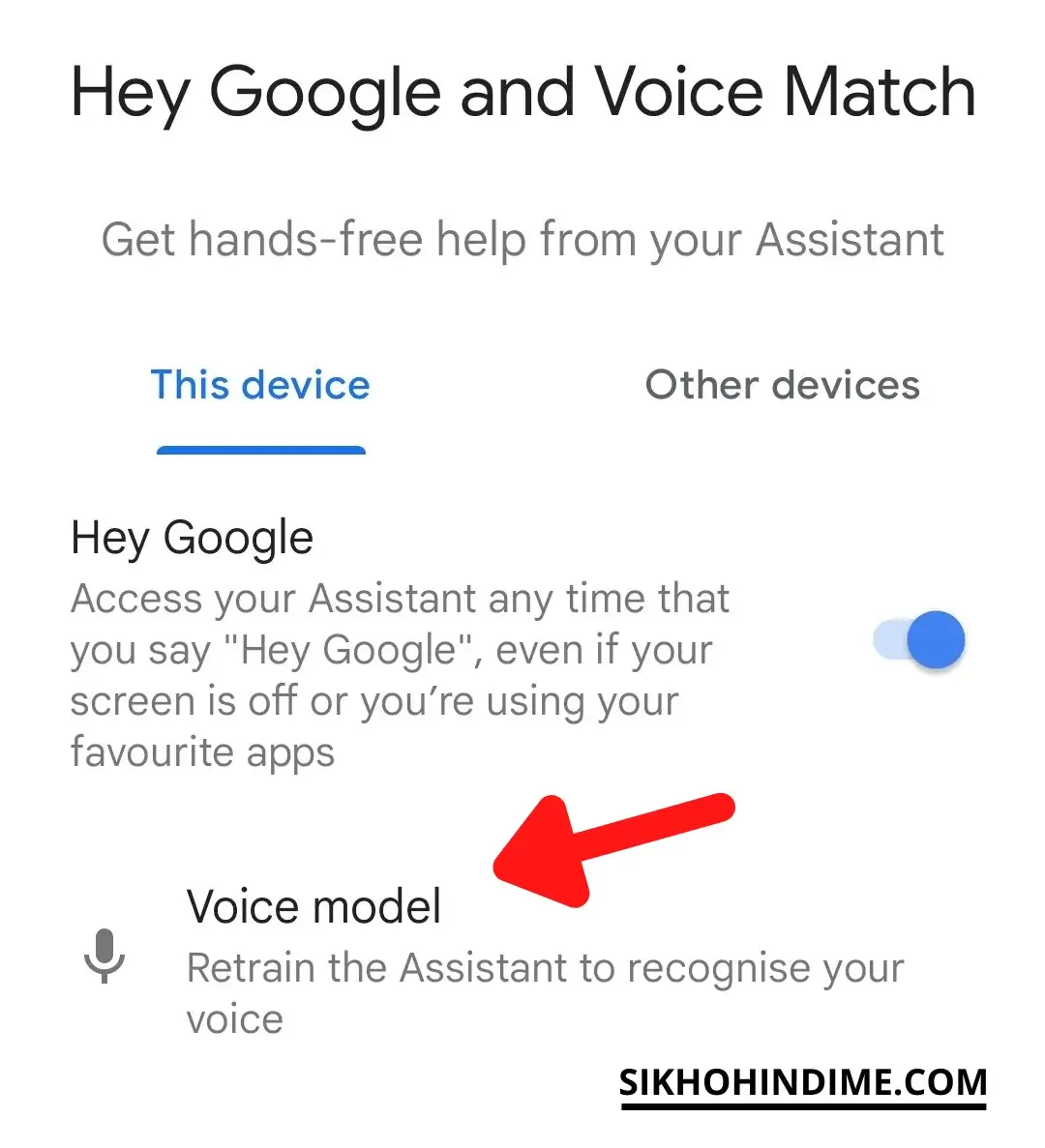 Click on voice model